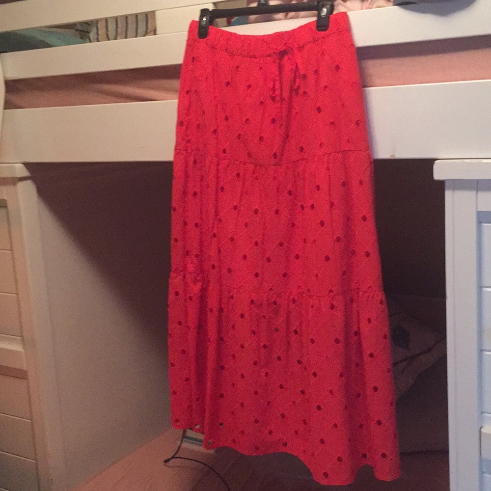 Boho Coral Red Midi/Maxi skirt!! New